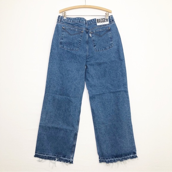 Ragged Priest wide leg, raw hem  high waist, denim jeans - Picture 2 of 11